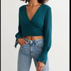 long sleeve wrap blouse